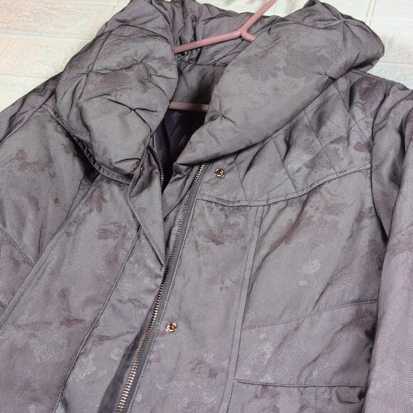 Womens Gray Purple Puffer Coat - Picture 2 of 4